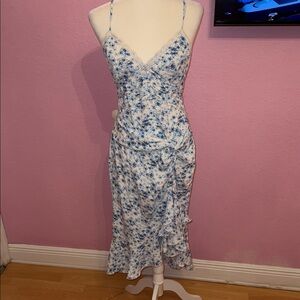 Pretty Little Thing Floral Blue Spaghetti Strap Dress